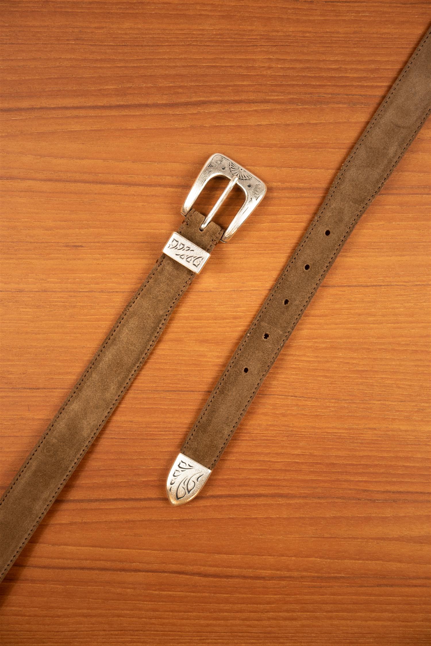 TOBACCO SUEDE WESTERN BELT