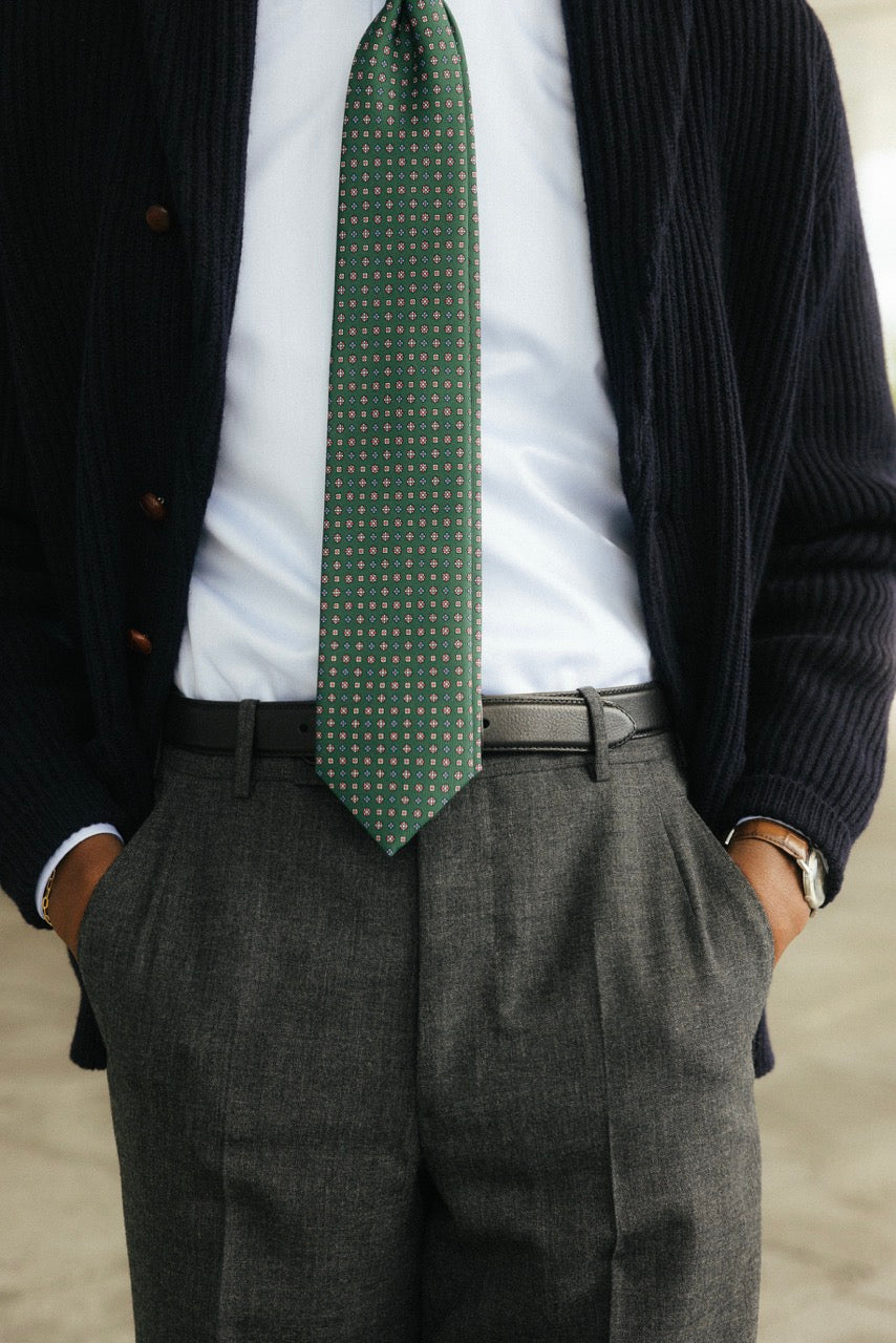 Foster Flat Front Grey Merino Wool Trouser