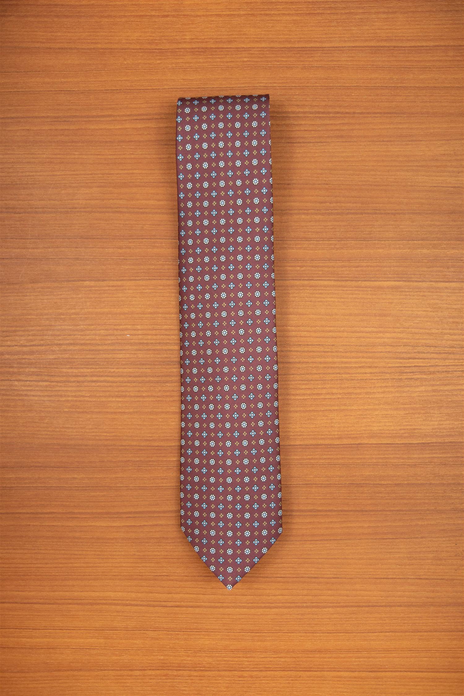 Wine flower pattern 3-Fold Silk Tie