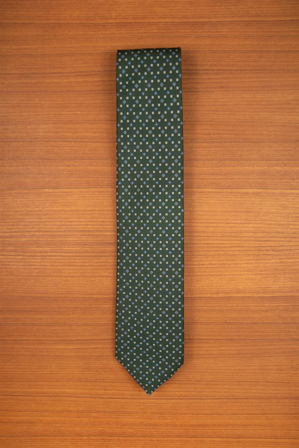 Green small flowers 3-Fold Silk Tie