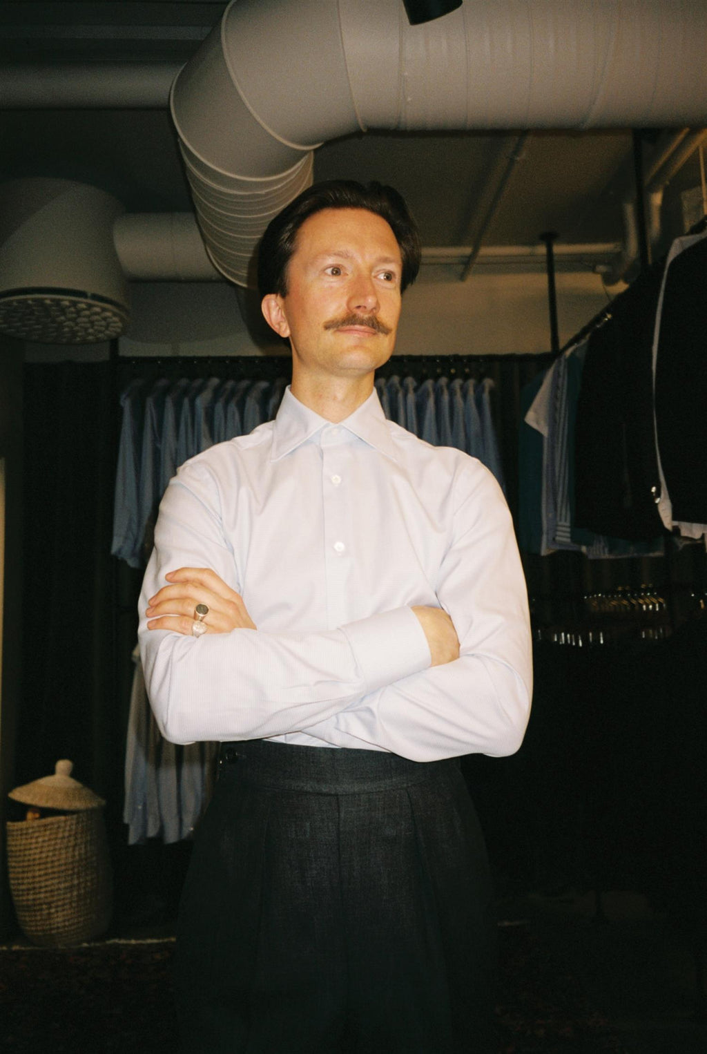 HG Blue Puppytooth Spread Collar Shirt