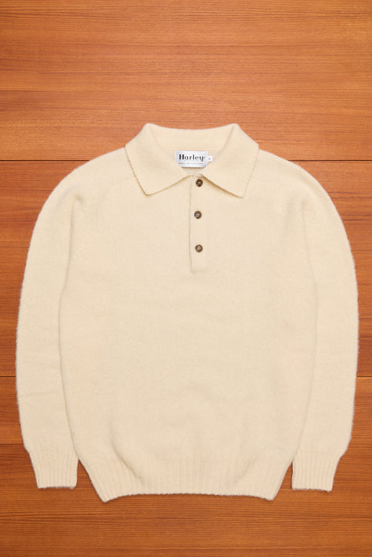 Vanilla Polo Neck Brushed Shetland Wool Jumper