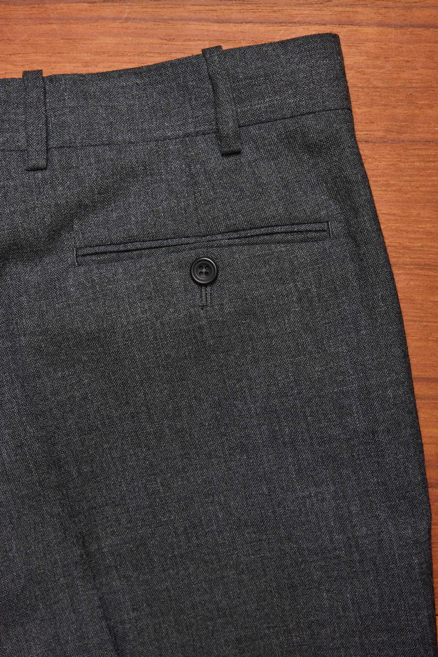 Grey Fresco Trouser Flat Front Merino Wool