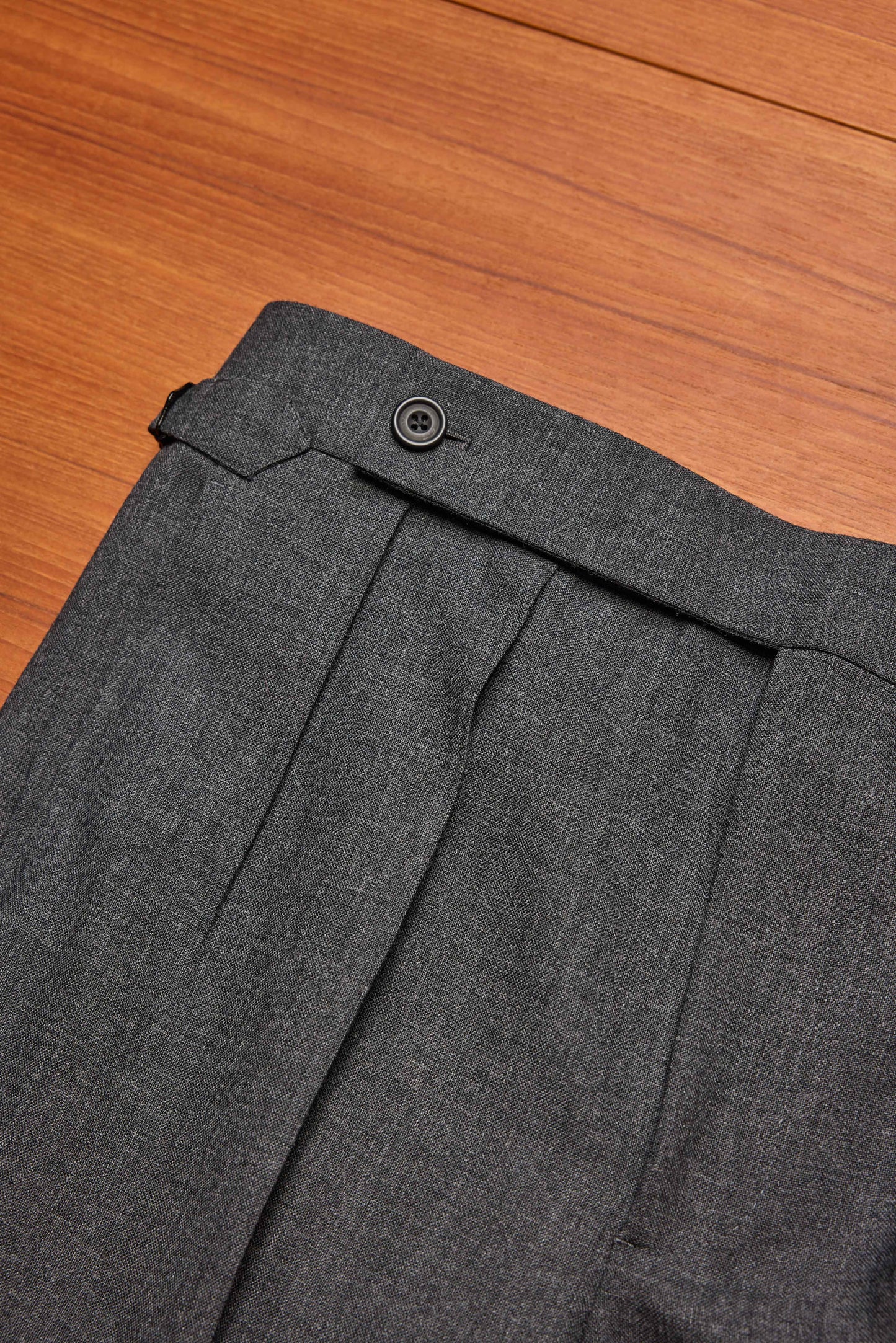 Grey Fresco Trouser 2 Pleat Merino Wool