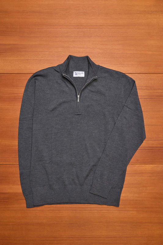 Charcoal 1/4 Zip Extra Fine Merino Jumper