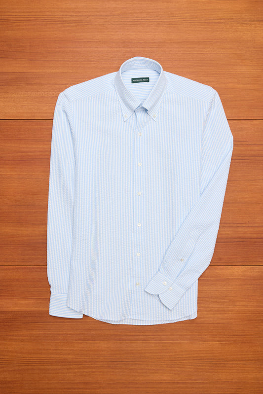 Light Blue Stripe Seersucker Shirt