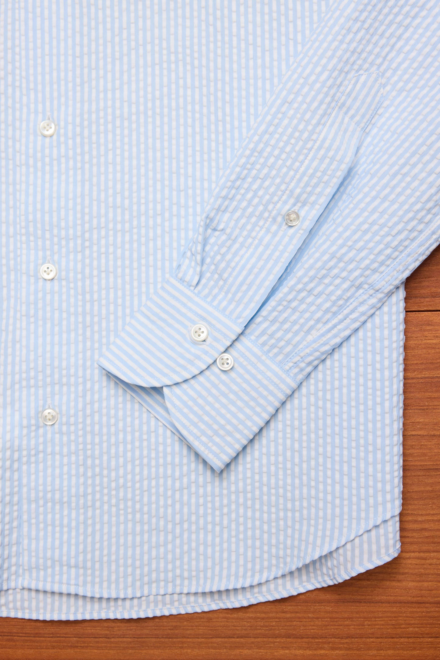 Light Blue Stripe Seersucker Shirt