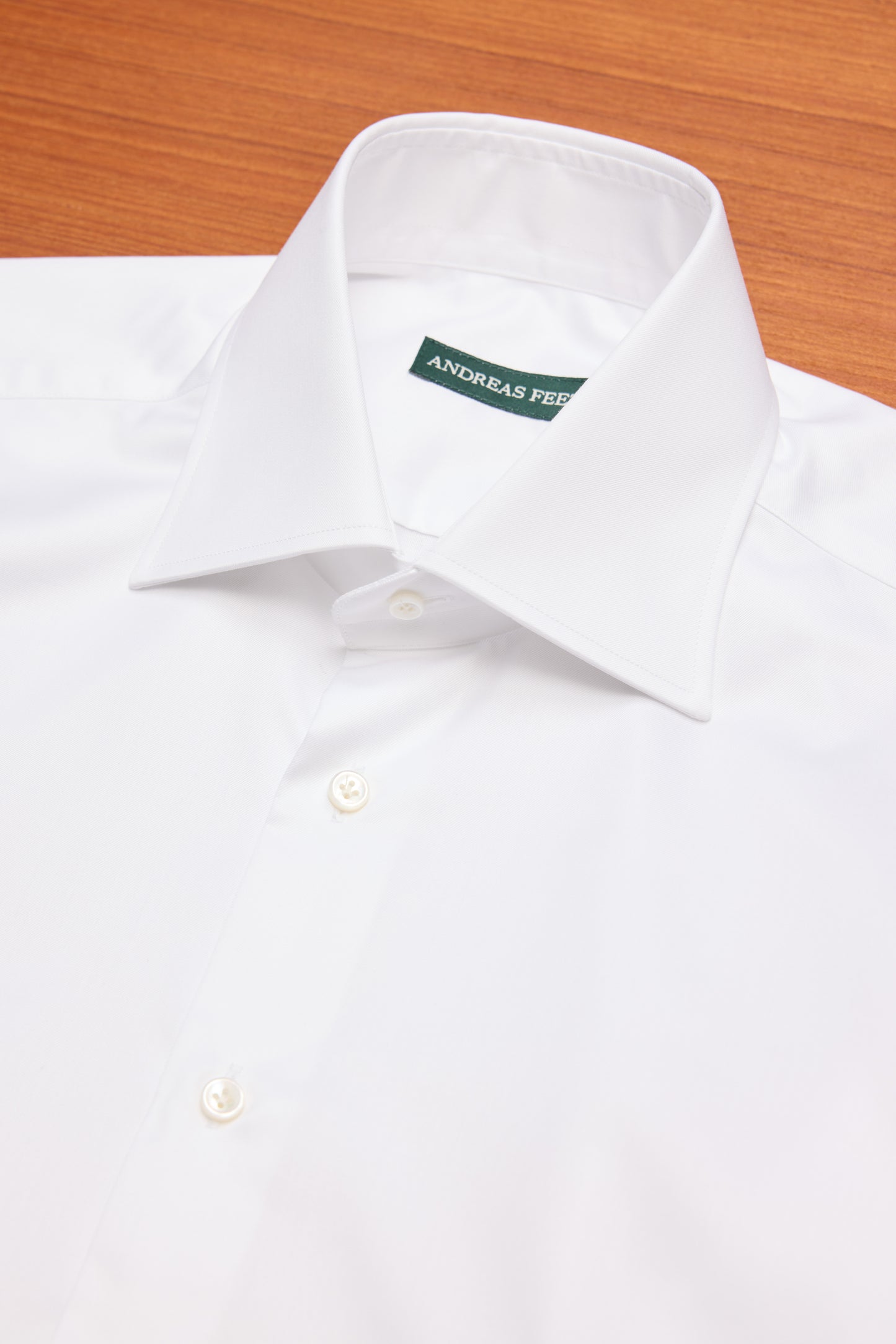 White Spread Collar Shirt Cotton Twill