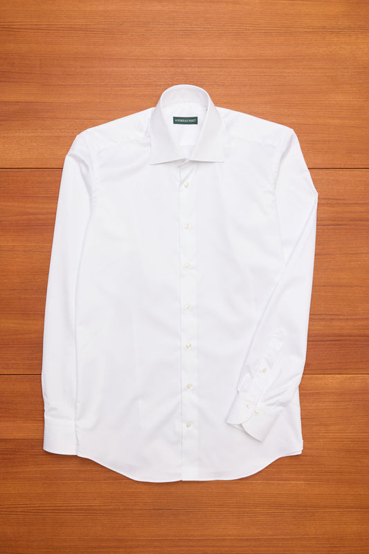 White Spread Collar Shirt Cotton Twill