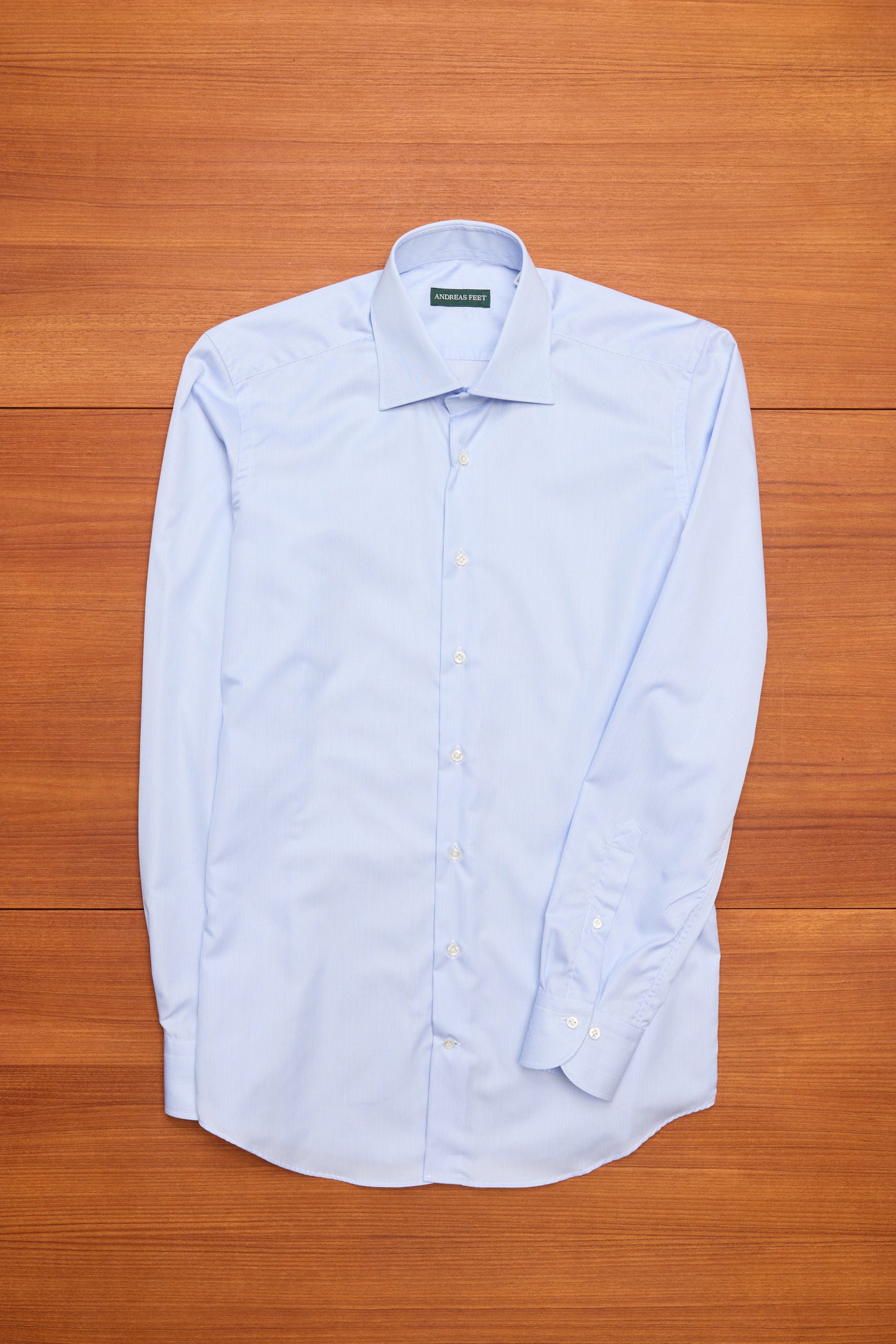 Light Blue Stripe Spread Collar Shirt  120/2 Cotton Twill