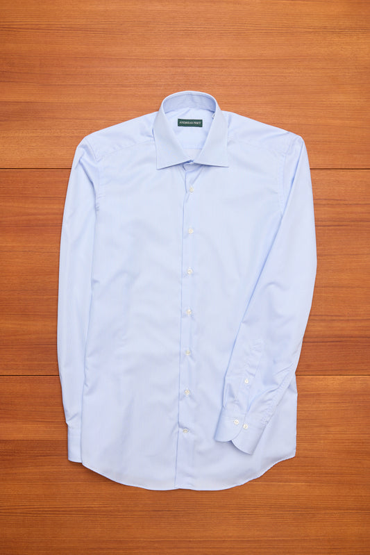 Light Blue Stripe Spread Collar Shirt  120/2 Cotton Twill