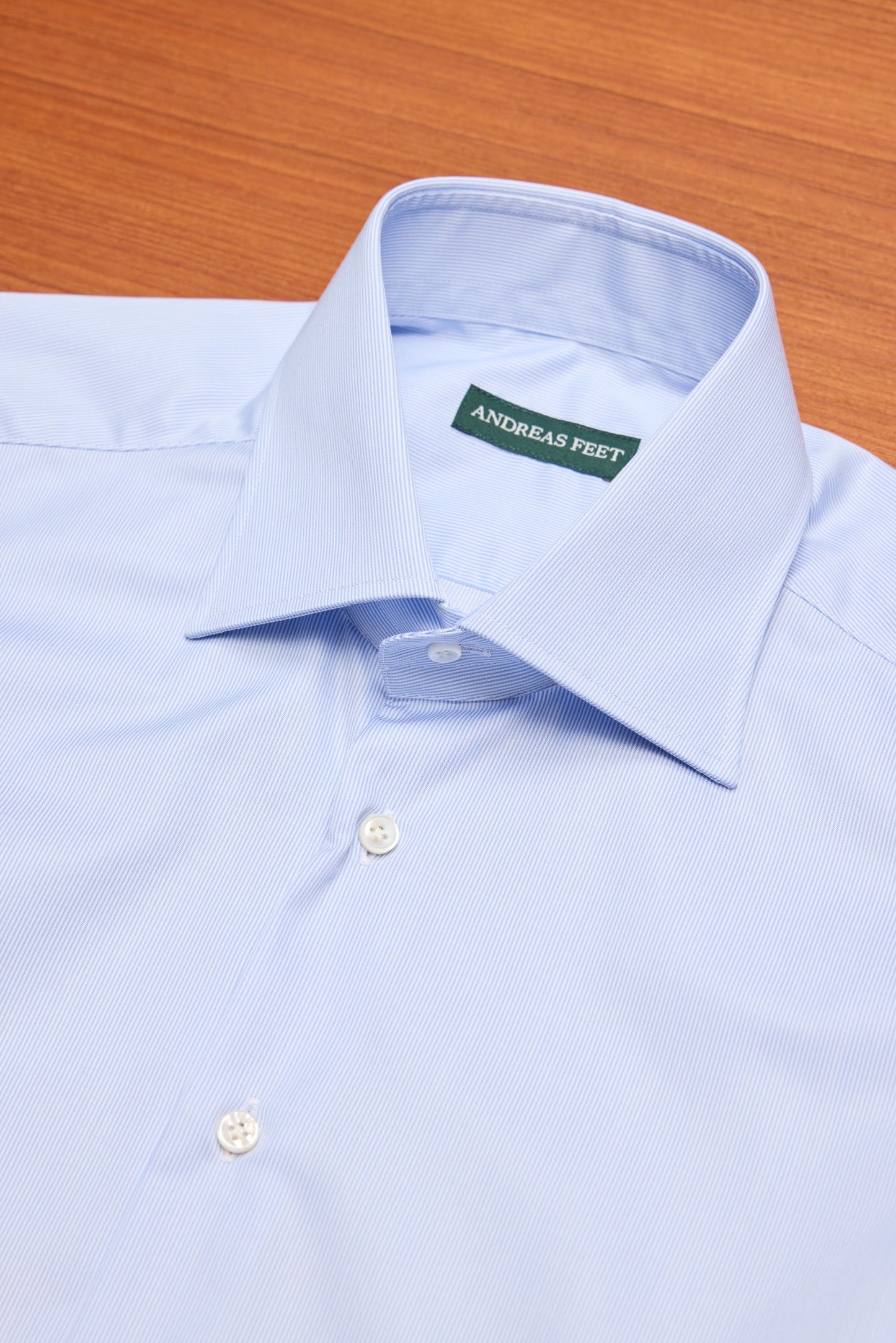 Light Blue Stripe Spread Collar Shirt  120/2 Cotton Twill
