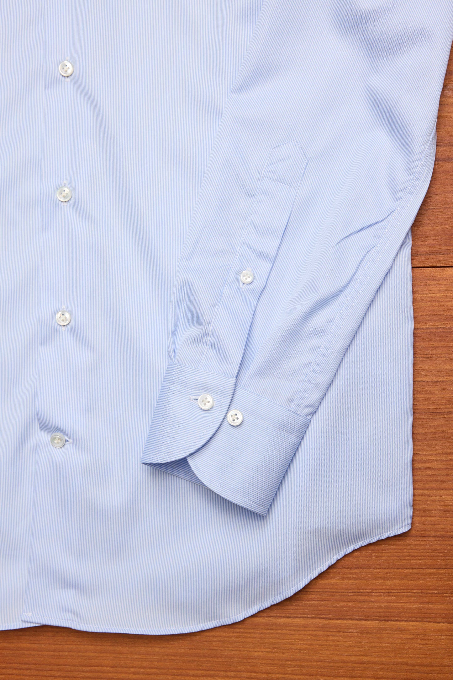 Light Blue Stripe Spread Collar Shirt  120/2 Cotton Twill