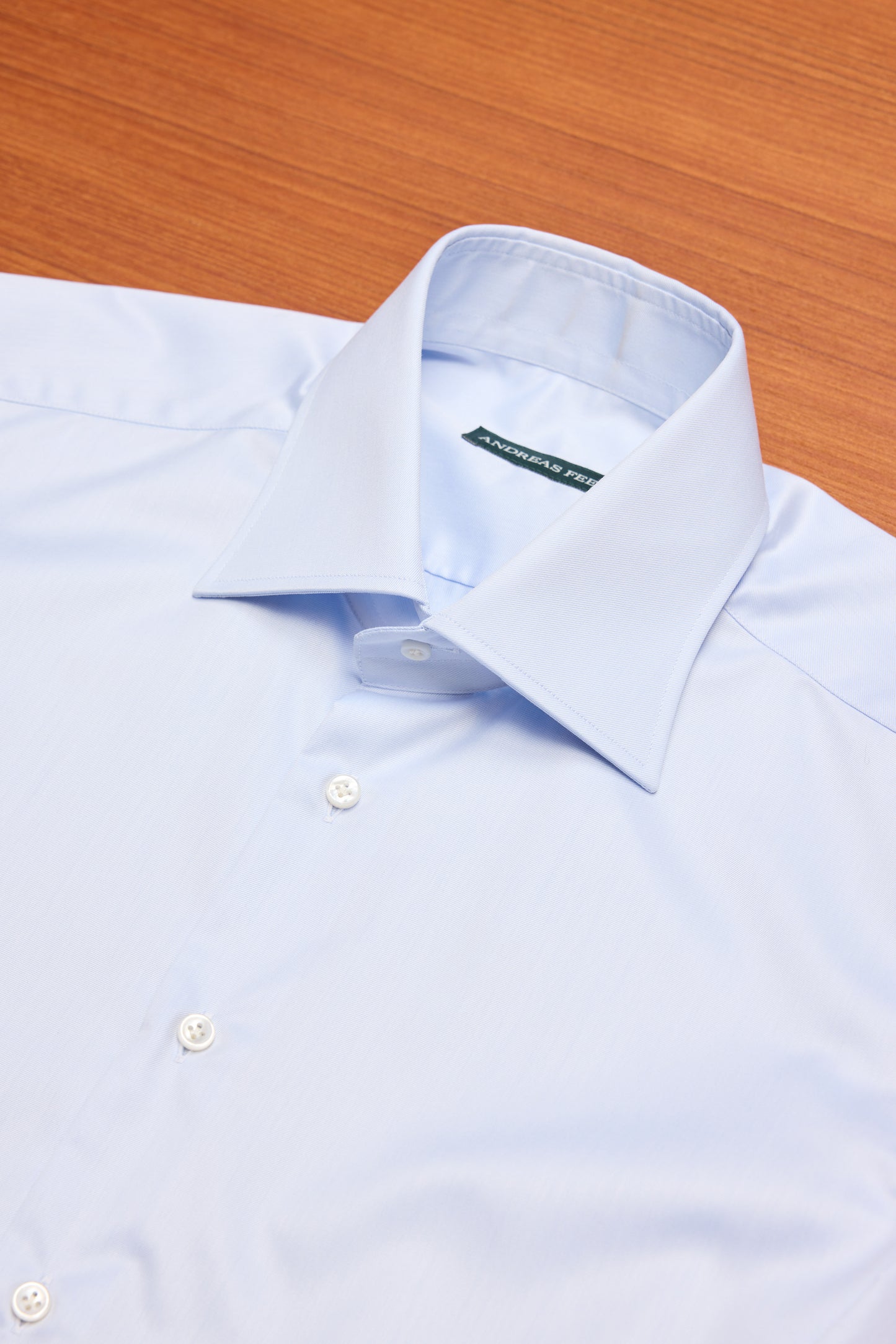 Light Blue Spread Collar Shirt Cotton Twill