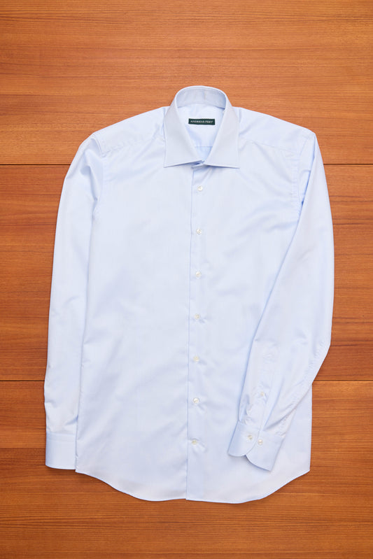 Light Blue Spread Collar Shirt Cotton Twill