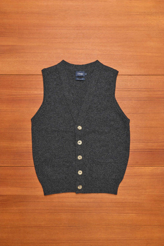 Charcoal Sleeveless Cardigan Lambswool