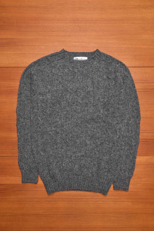 Oxford Grey Cable Knit Shetland Wool Jumper