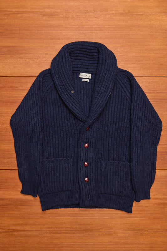 Navy Lambswool Shawl Cardigan