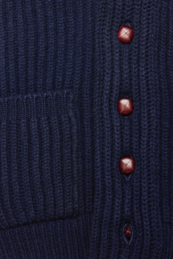 Navy Lambswool Shawl Cardigan