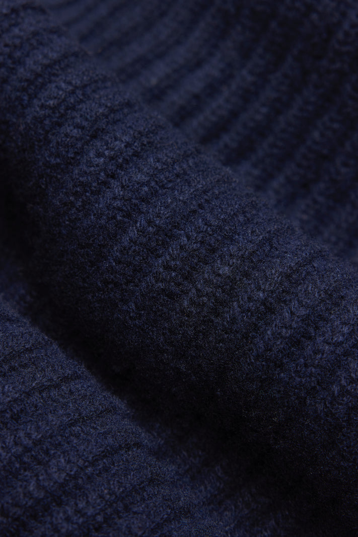Navy Lambswool Shawl Cardigan