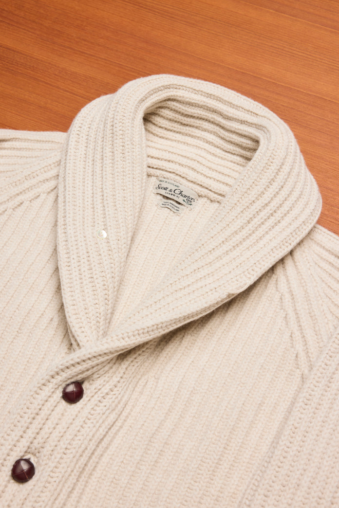 Ecru Lambswool Shawl Cardigan