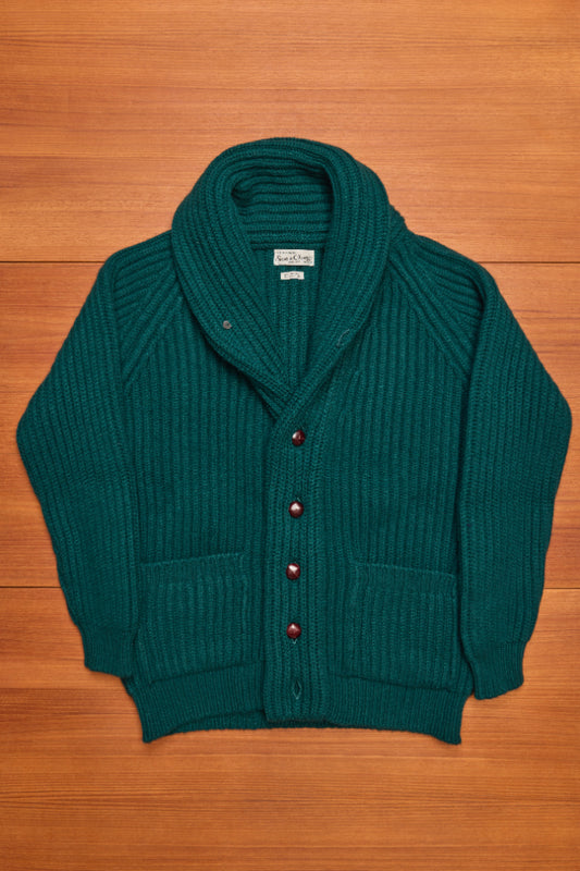 Green Lambswool Shawl Cardigan