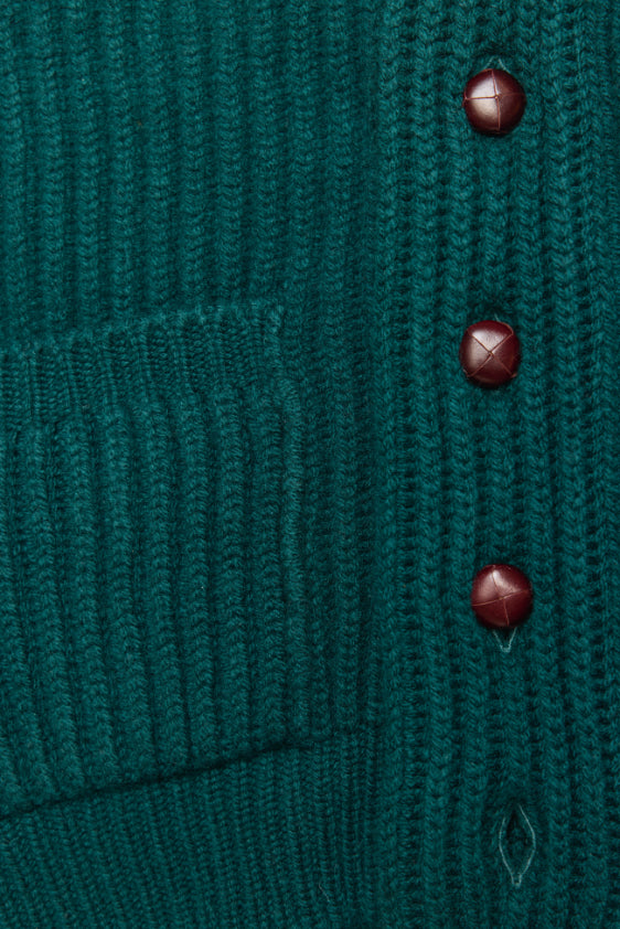 Green Lambswool Shawl Cardigan