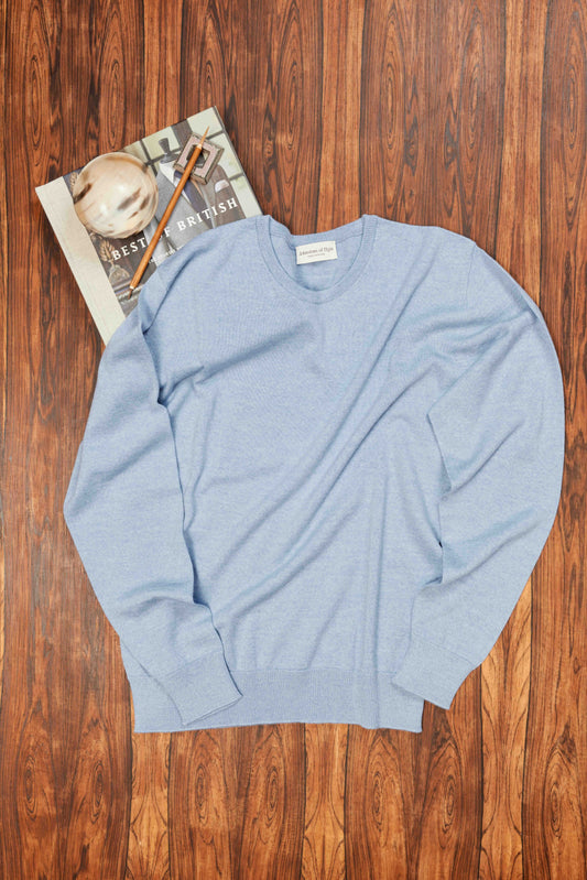 Light Blue Crew Neck Extra Fine Merino Jumper