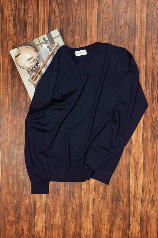 Navy Crew Neck Extra Fine Merino Jumper