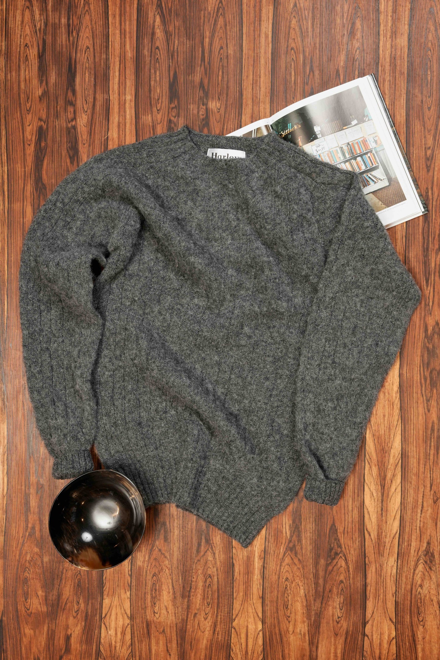 Oxford Grey Cable Knit Shetland Wool Jumper