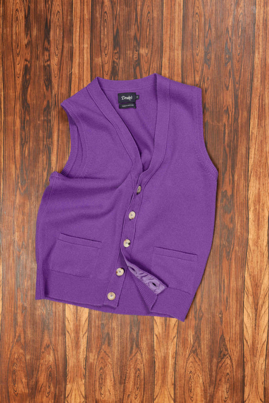 Purple Sleeveless Cardigan Lambswool