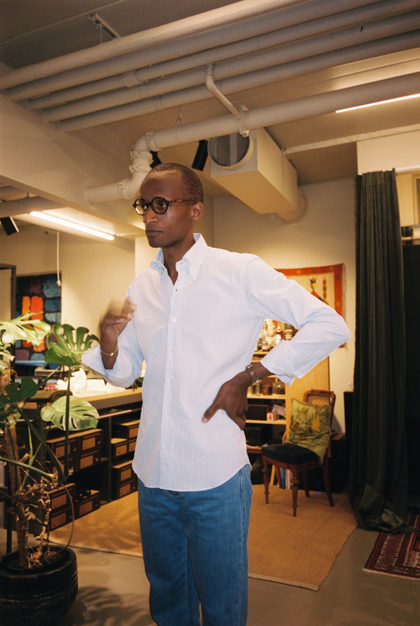 Light Blue Stripe Seersucker Shirt