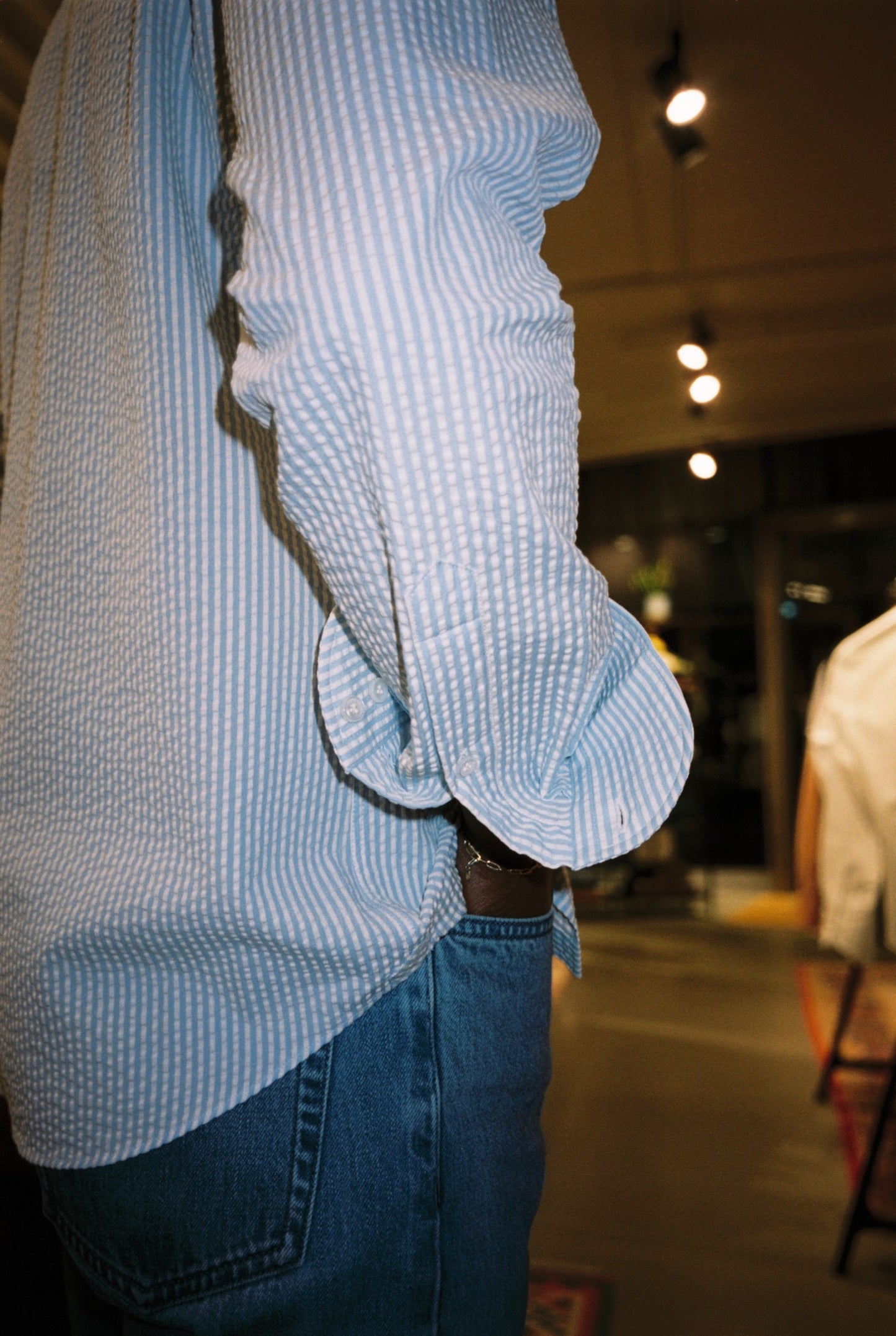 Light Blue Stripe Seersucker Shirt