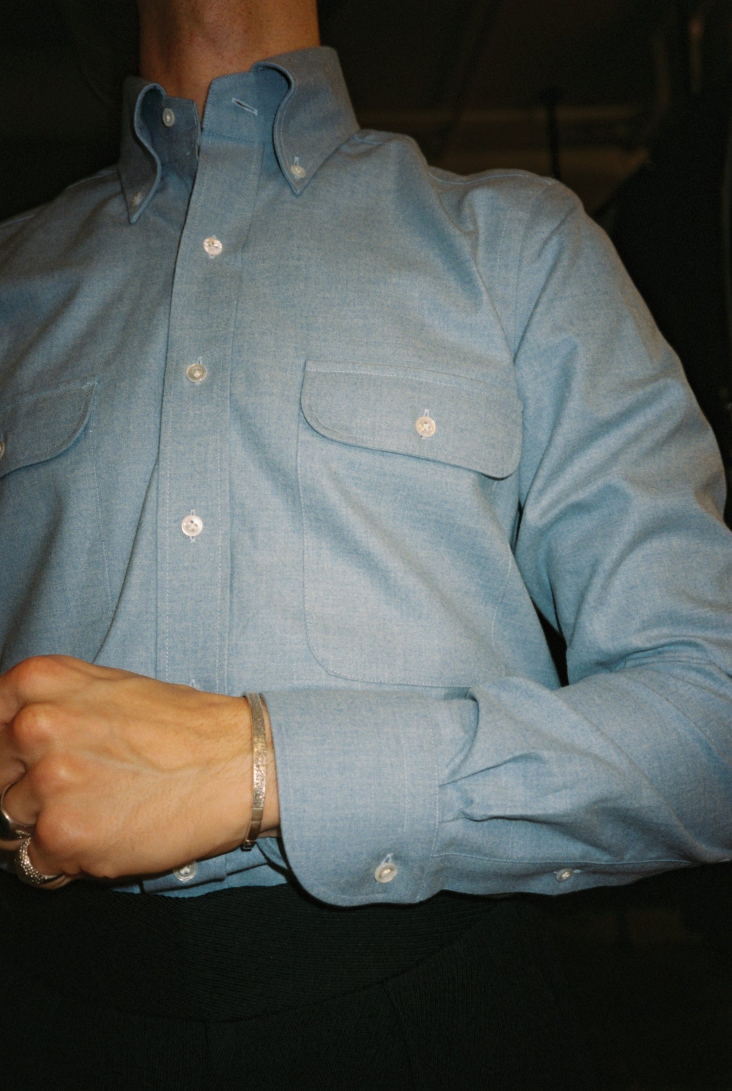 Light Blue Flannel Button Down Shirt
