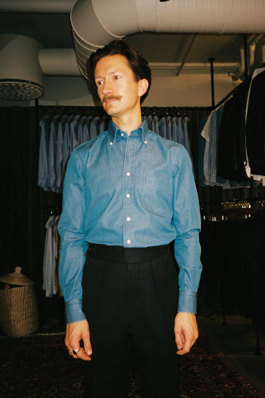 Button Down Stone Wash Denim Shirt