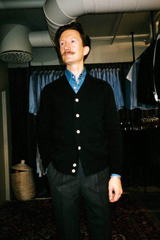 Navy Classic Cardigan Lambswool