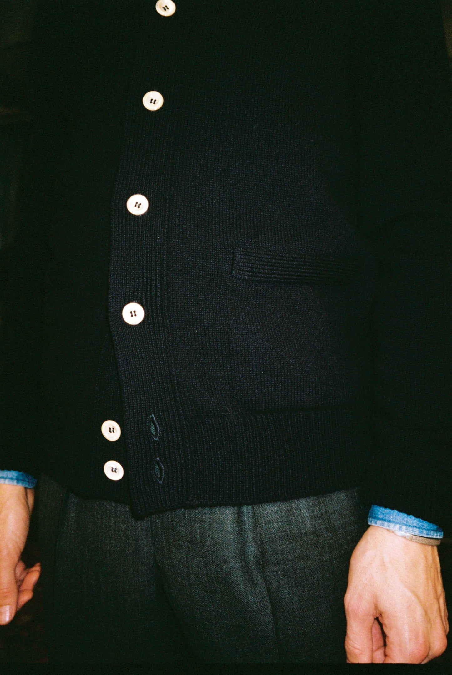 Navy Classic Cardigan Lambswool