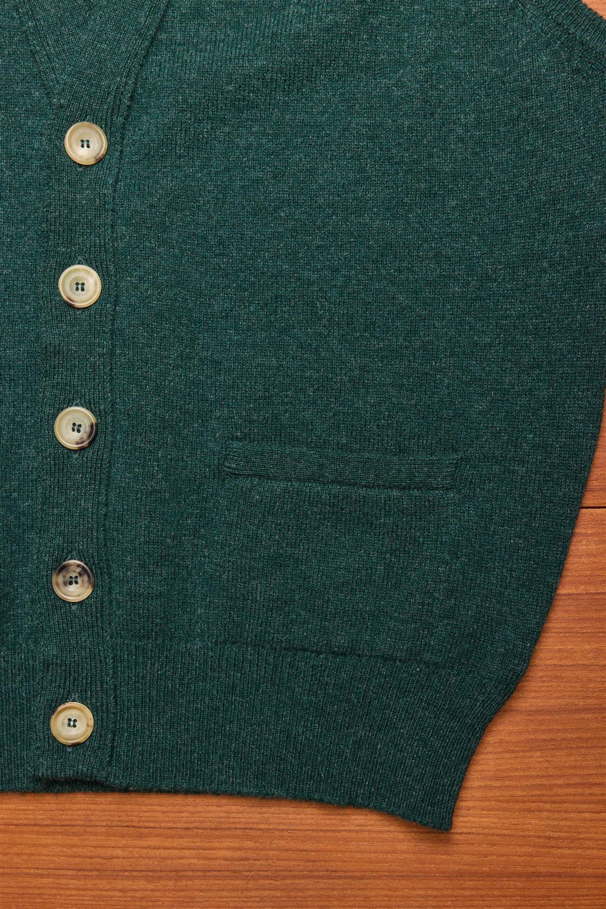 Green Sleeveless Cardigan Lambswool