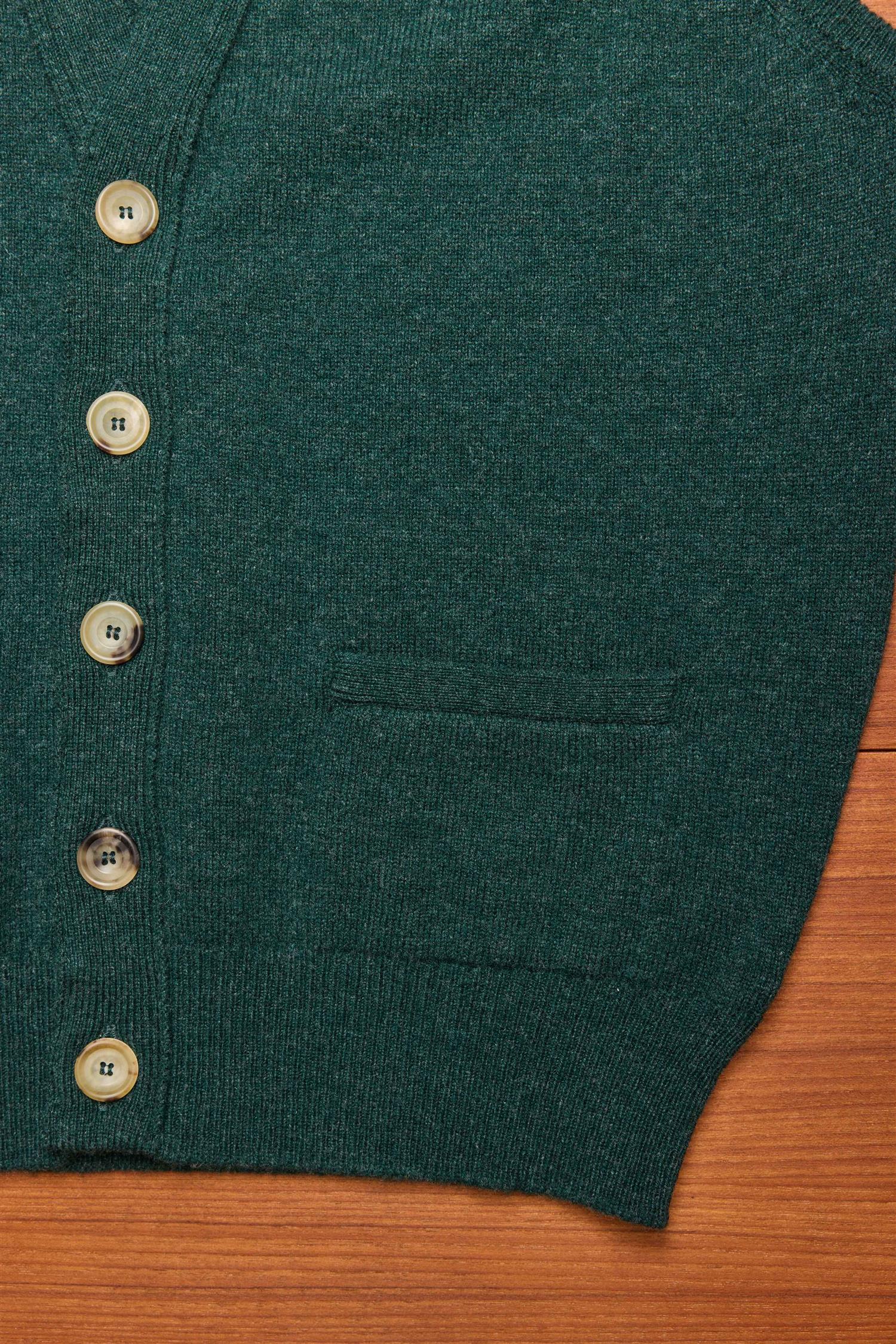 Green Sleeveless Cardigan Lambswool