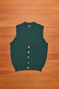 Green Sleeveless Cardigan Lambswool