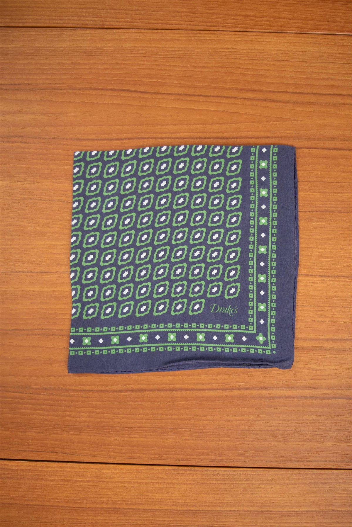 Green Tile Pocket Square Silk