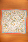 ECRU ANIMALS AND FLOWERS SILK BANDANA