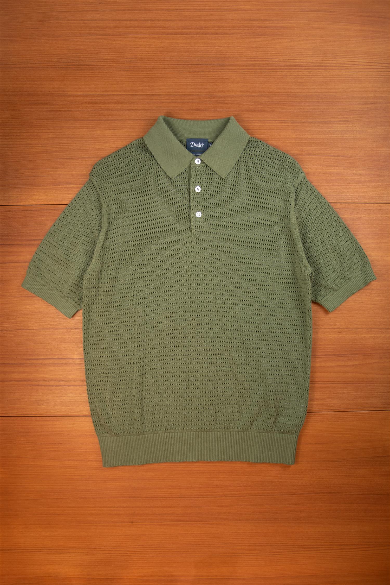 Olive Waffle Polo Short Sleeve