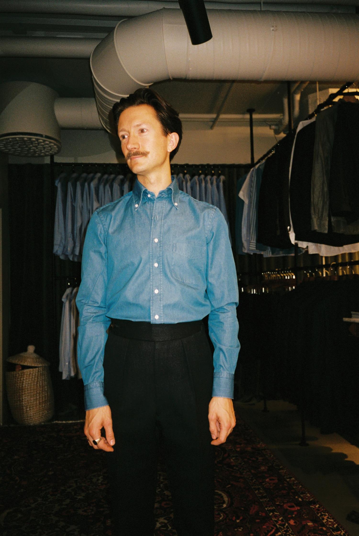 Button Down Stone Wash Denim Shirt