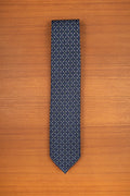 Dark blue flower 3-Fold Silk Tie