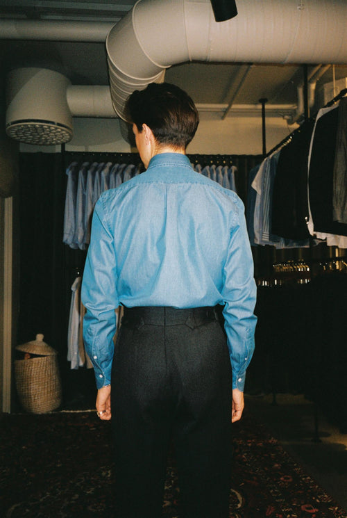 Button Down Stone Wash Denim Shirt