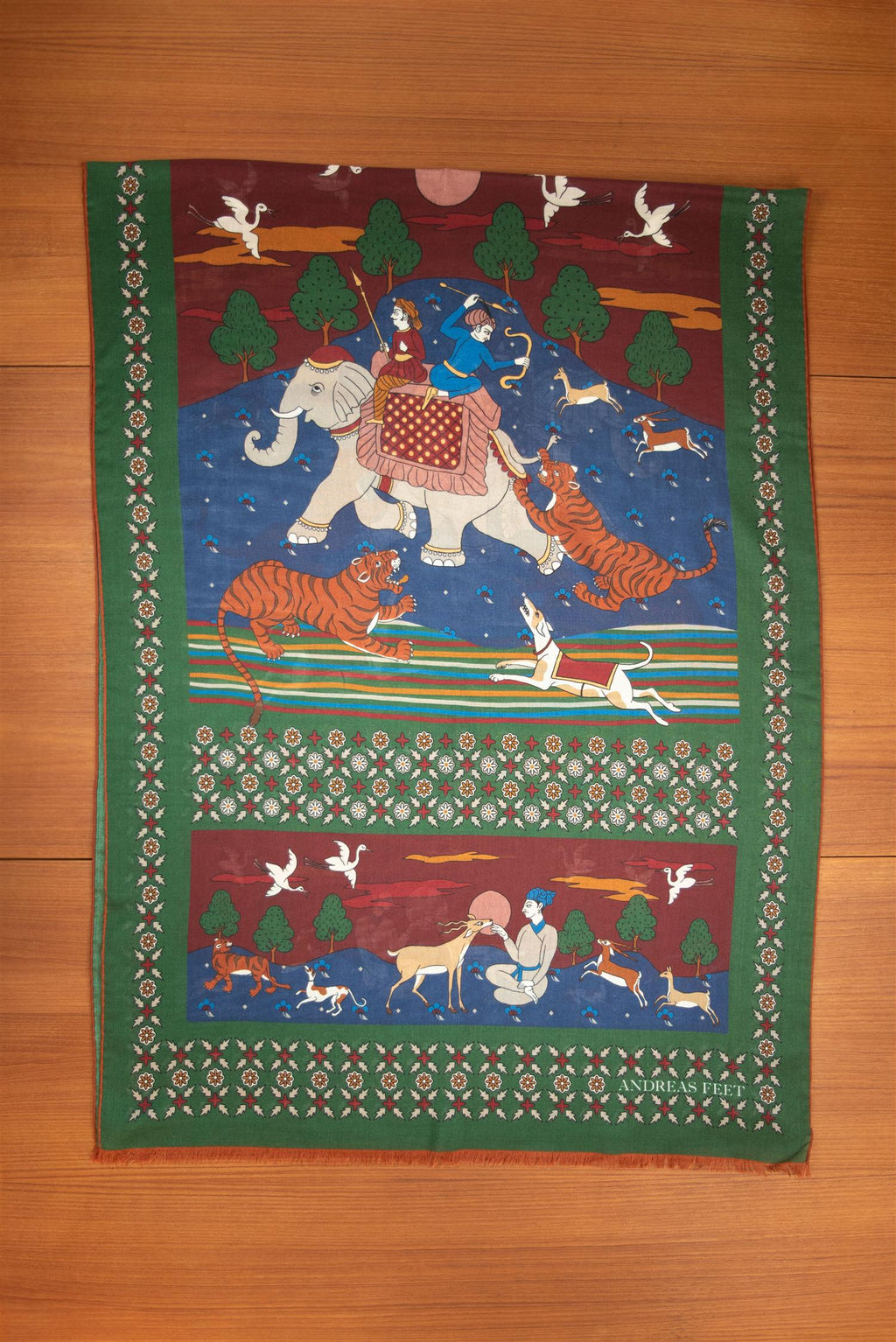 Ivy Green Elephant Hunter Wool & Silk Scarf
