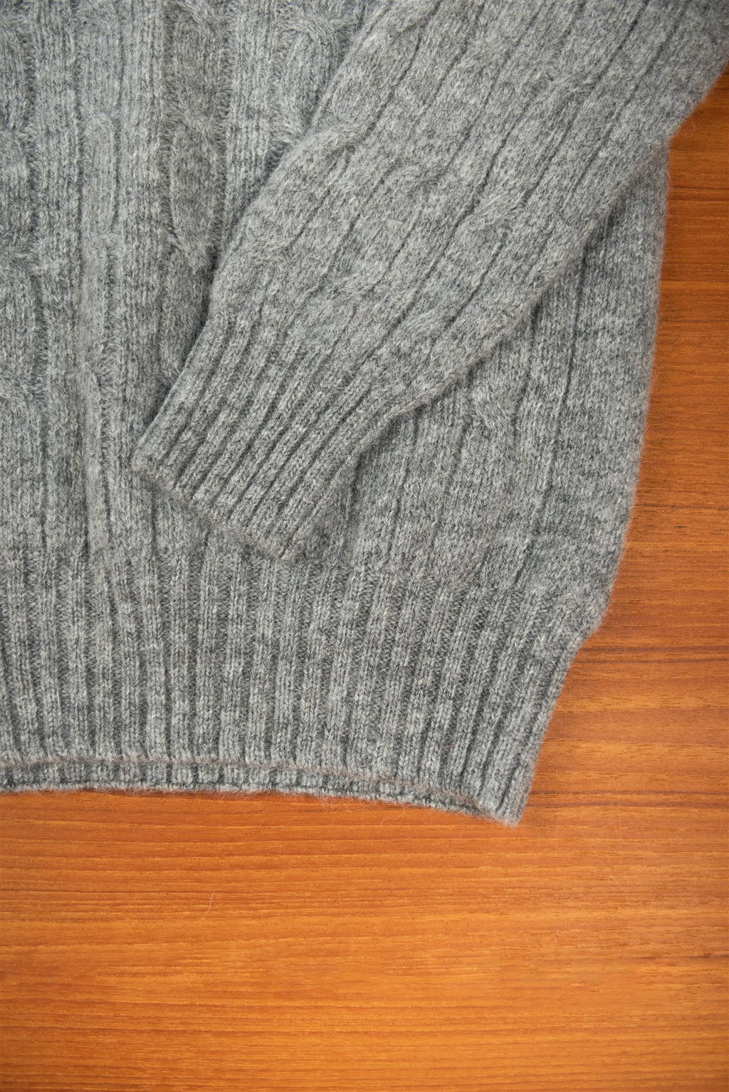 Mid Grey Cable Knit Shetland Wool Jumper