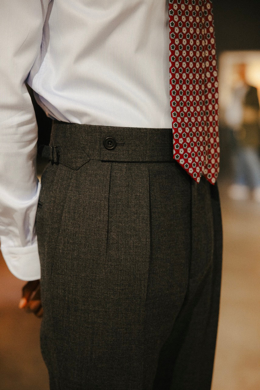 Admiral 2 Pleat Grey Merino Wool Trouser