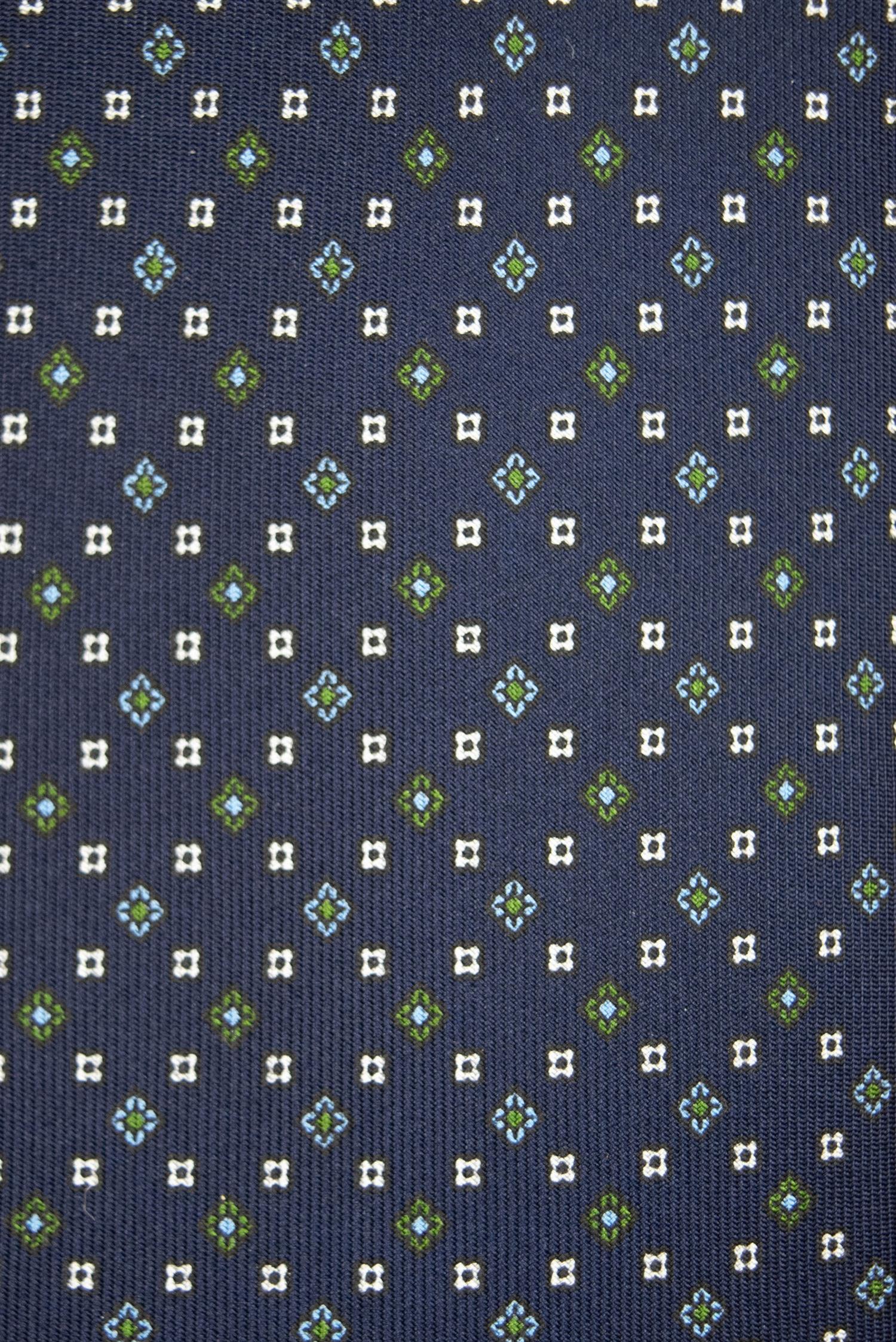 Dark blue flower 3-Fold Silk Tie